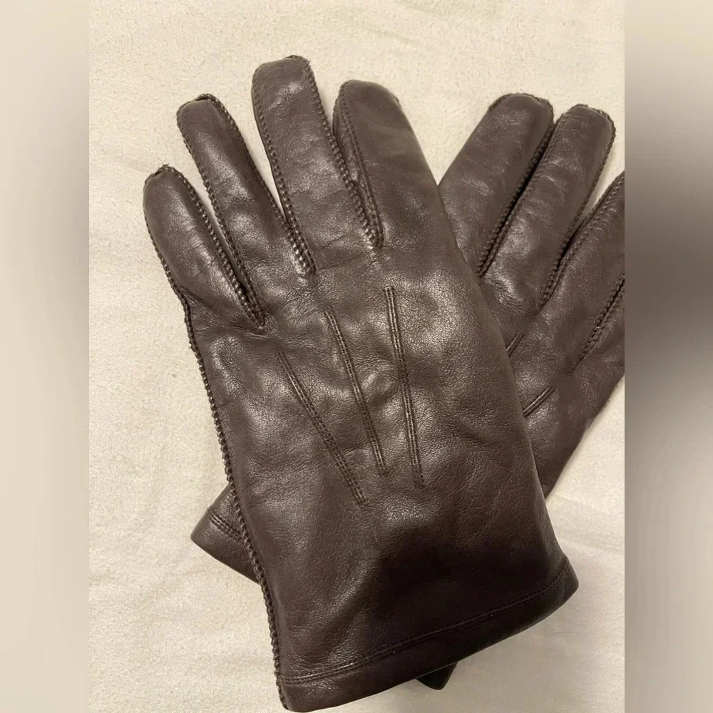 Fownes | Brown Genuine Leather Cashmere Lined Gloves Size XL